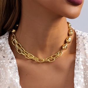 ⚜️𝟯𝟬%𝗢𝗙𝗙 𝗯𝘂𝗻𝗱𝗹𝗲𝘀 𝟯+⚜️ NEW Gold Asymmetric Chain Acrylic Beads Necklace